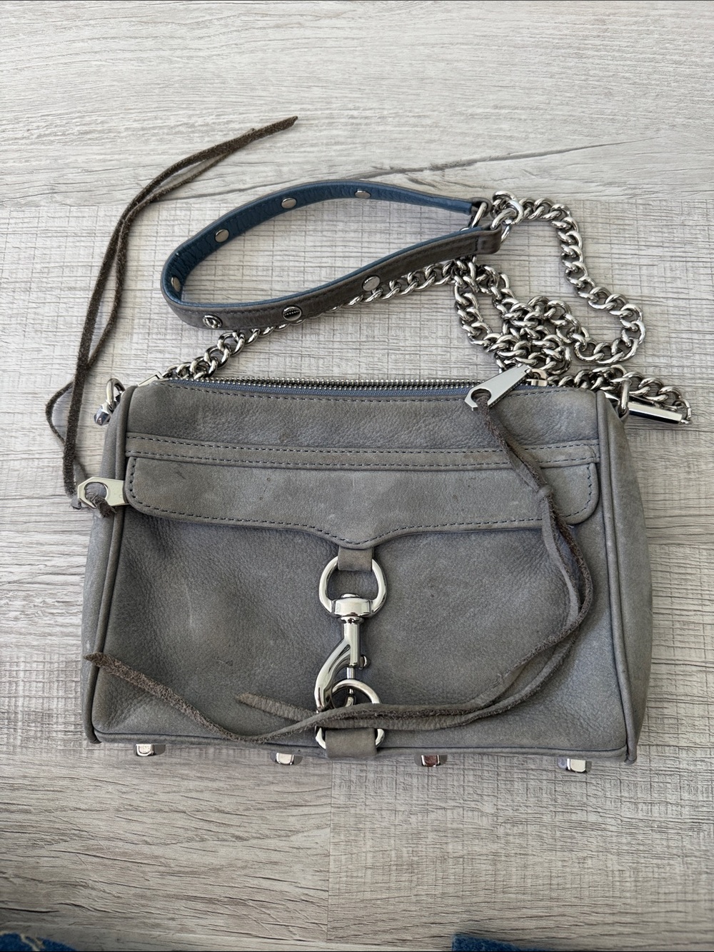 Rebecca Minkoff Mini MAC Gray Suede Mini Crossbody with Chain
